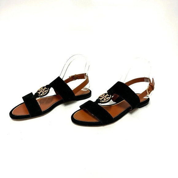 NWOT Tory Burch Metal Miller Two Strap Sandal - Logo Medallion Summer Shoe - Picture 5 of 10